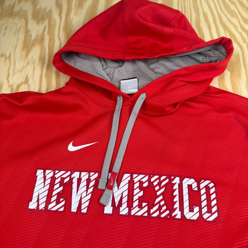 Nike New Mexico Lobos Hoodie Mens Large Red Therma-FIT Pullover Sweatshirt